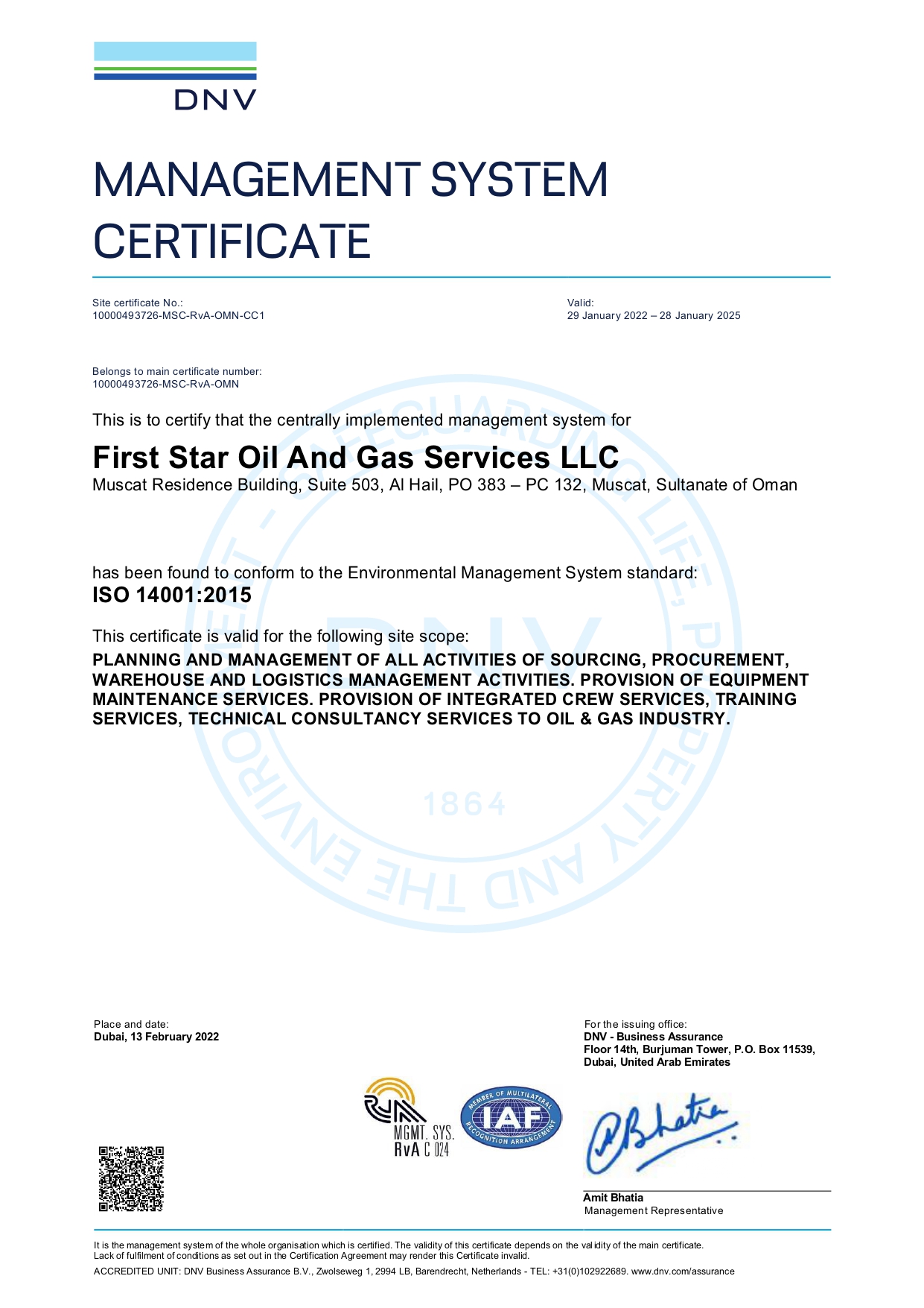 ISO 14001 First Star Oil And Gas Services LLC page 0001