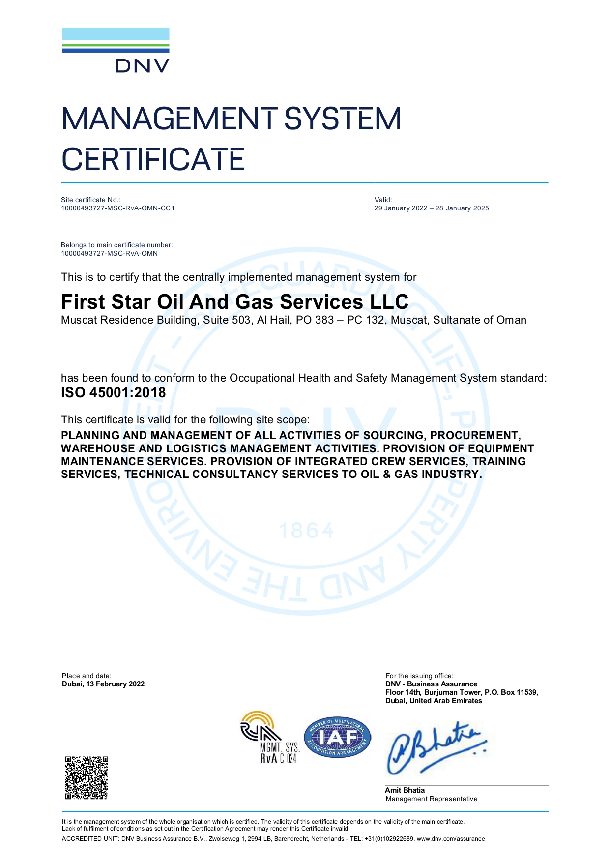 ISO 45001 First Star Oil And Gas Services LLC page 0001