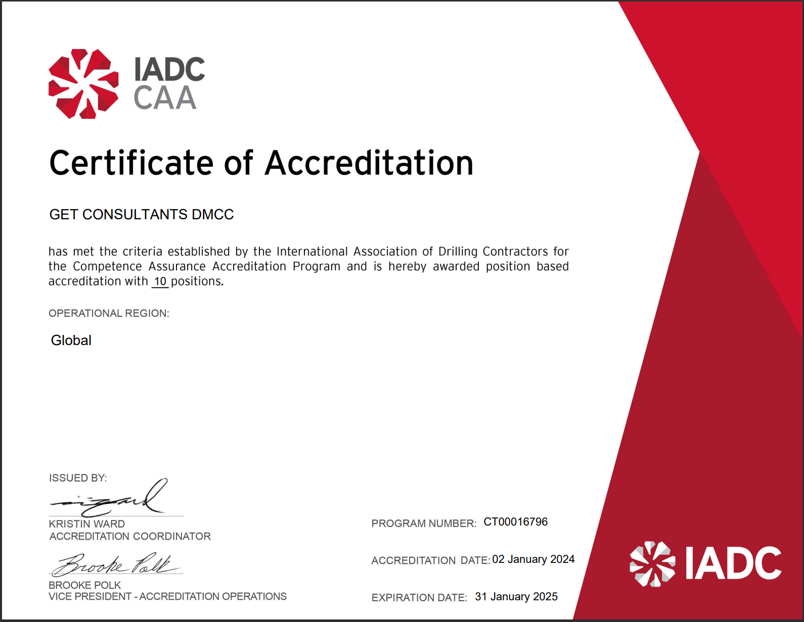 IADC Certificate picture