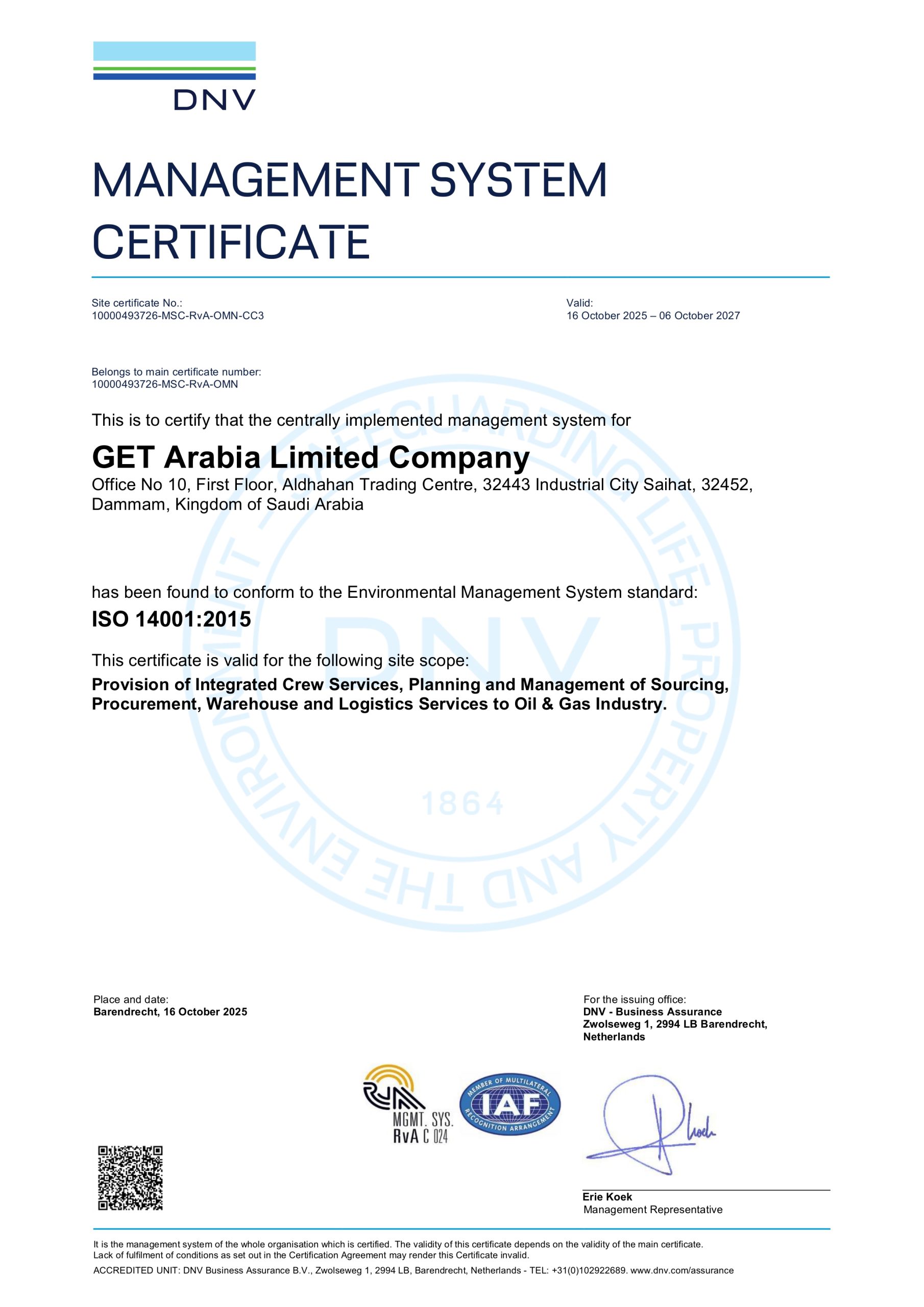 ISO 14001- GET Arabia Limited Company